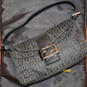 Authentic vintage Fendi Canvas and Leather Baguette Bag